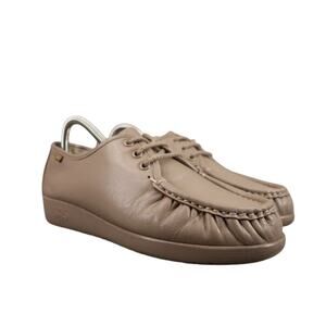 Sas Shoes Womens 8 Siesta Lace Up Loafer Moc Toe Comfort Leather Handcrafted USA